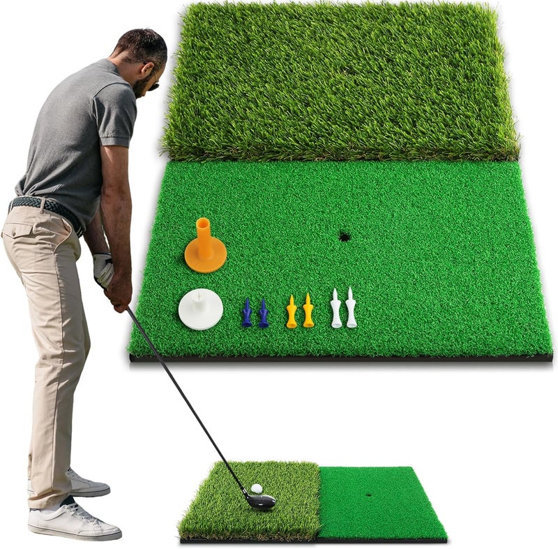 Wind Shear Golf Hitting Mat,Dual-Turf and Tri-Turf Portable & Foldable Golf Mat,Artificial Turf Golf Training Aids for Hitting,Swing & Putting-Ideal Golf Practice Mat for Indoor/Outdoor Use - Image 1